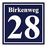 Premium Hausnummer im Emaille Design | individuell anpassbar | Aluverbund | UV Direktduck | Beständig | Witterungsfest | Art.Nr.H1007 (Blau)