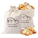 KMFYMPT 2 Stück Brotbeutel Leinen mit TPU Innenfutter 45x35cm, Brotsack Mit Kordelzug, Brotbeutel Aufbewahrung Frischhalten, Bread Bag mit Innenfolie Brottasche, von Brot Anderen Lebensmitteln