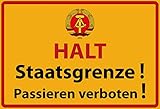Schatzmix DDR Halt Staatsgrenze Warnschild Metallschild 20x30cm Deko tin Sign Blechschild, Blech, Mehrfarbig, 20x30 cm F0299