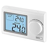 EMOS - digitaler Raumthermostat mit LCD-Display - manuell, drahtgebunden - Heiz- und Kühlsysteme - Temperaturregelung 5-35 °C - Aufputzmontage - einfache Bedienung - Batterie inkl. - weiß