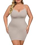 USEASY Shapewear Slip-Kleids für Frauen unter Kleid Nahtlose Tummy Control Slip Größe Glättung Cami Kleid Slips Wolke grau 1XL