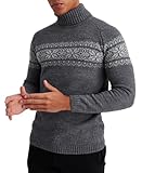 Leif Nelson Herren Rollkragenpullover – Norwegischer Strickpullover mit Wintermuster – Warmer Rollkragenpullover für Herbst und Winter Anthrazit Large
