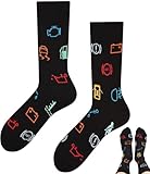 TODO Lustige Auto Socken Herren 43-46, Socken Auto Motiv Herren Kontrollleuchten 43