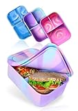 Deine Schulhelden Lunchbox - Silikon Brotdose - Bruchfest und Auslaufsichere Batik Bento Box, BPA frei, Spülmaschinen und Mikrowellen geeignet - Kapazität 1200 ml (lila)