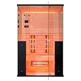 Infrarotkabine Infrarotsauna GRENA für 2 Personen, 5 Vollspektrumstrahler, LED Beleuchtung (7 Farben), MP3 Player inkl. Bluetooth, 2 Lautsprecher, Abmessung: 125x100x190 cm