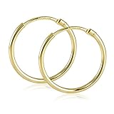 MATERIA Damen Creolen 585 Gold Ohrringe 17mm Goldcreolen klein flexibel mit Geschenk-Box Made in Germany #GO-7
