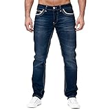 Generisch Herren Jeans Kontrastnaht Naht Jeanshose Schwarze Denim Hose Stretch Regular Freizeithose Mit Taschen Gerade Geschnitten Stretchjeans MäNner Arbeitshose Mit ReißVerschluss Und Knopf