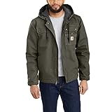 Carhartt, Herren, Lockere Arbeitsjacke aus ausgewaschenem Segelleinen mit Sherpa-Futter, Moos, XL