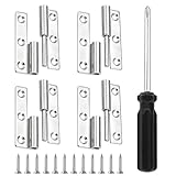 4 Stück Edelstahl Scharniere 62mm × 35mm Scharniere Klappbar Scharnierband 304 Edelstahl Scharniere Abnehmbare Türscharniere mit Schrauben Schraubendreher für linksöffnende Schränke Holzkisten etc.