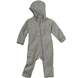 Disana ZIPP-OVERALL Baby & Kinder - 100% Bio-Merino, Wollwalk – atmungsaktiv & angenehm wärmend - unisex Gr. 50 – 116 – nachhaltig & fair – mit Reißverschluss - made in Germany | Grau Gr. 86-92