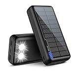 Solar Powerbank 26800mAh Externer Akku: Power Bank Tragbares Ladegerät Handy Akkupack für Camping Outdoor Kompatibel mit Phone | Android