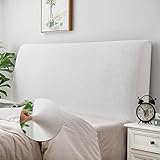 Caijin Bettkopfteil Hussen Bett Kopfteil Bezug, Weicher Strecken Samtstoff Staubdicht, Staubdichte Schutzhülle für gepolsterte Schlafzimmer Kopfteil, Samt Stoff (180-200 cm（Cal King）, Weiß)