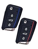 2 Stück Autoschlüssel Hülle Schlüssel Hülle für VW Golf 7 Polo Tiguan Seat Leon Touran Skoda, 3-Tasten Silikon Schlüsselhülle Autoschlüssel Etui Schutzhülle Silikon Cover Autoschlüssel