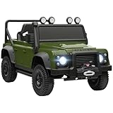 AIYAPLAY Kinder Elektroauto, Land Rover Defender 110 SVX 12V 7Ah Kinderauto mit Fernbedienung, 2 Motor, Kinderfahrzeug mit Softstart, Soft Stopp, 4 Stoßdämpfer, Hupe, MP3, Licht für 3-5 Jahre Grün