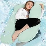 Chilling Home Schwangerschaftskissen U Form,Seitenschläferkissen mit Jersey Atmungsaktiver Bezug U Kissen Stillkissen Groß Lagerungskissen,Kissen für Frauen und Seitenschläfer(Mint Green)