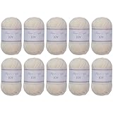 Utopia Crafts JOY Uni Strick- und Häkelgarn, Weich, Pflegeleicht, 100% Polyacryl, 10x 50 g Knäuel, 150m (Naturseide)