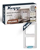 Kopp MILANO 2-fach Abdeckrahmen in Weiß - 5 Stück - 8,0 x 8,0 cm - Rahmen für Steckdosen & Schalter - Stilvoller Steckdosenrahmen aus Kunststoff - Hochwertiger Lichtschalter-Rahmen