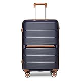 British Traveller Reisekoffer Groß Koffer Trolleys Groß Hartschalenkoffer 100% PP Handgepäck Koffer mit 8 Spinnerräder Rollkoffer 76 * 49.2 * 31cm Suitcase TSA-Schloss Blau
