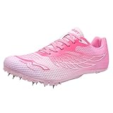 ZHENSI Leichtathletik-Spike-Schuhe Sprint-Spring-Sneakers Für Herren Damen Und Kinder Laufschuhe Leichte Rennschuhe,Rosa,39 EU