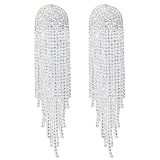 ZAMXHUG Hochzeit Strass Ohrringe Silber Kronleuchter Ohrringe Cz Lange Ohrringe Braut Kristall Ohrringe Diamant Quaste Baumeln Tropfen Ohrringe Schmuck Für Frauen Mädchen Geschenk