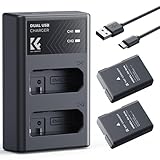K&F CONCEPT EN-EL14 Akku (2er Pack) und intelligentes Dual USB Ladegerät für Nikon D3500 D5600 D3200 D3300 D3400 D5500 Coolpix P7800 P7700 P7200 P7100 P7000