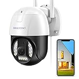 2K 3MP Überwachungskamera Aussen WLAN, 2048×1536P PTZ Dome WiFi IP Kamera Outdoor mit Automatische Verfolgung, Bewegungserkennung, Farbiger Nachtsicht, 355°/110° Schwenkbar, 2-Wege-Audio, IP66