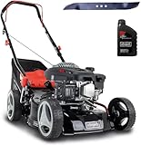 Scheppach Rasenmäher RM420 | 3in1-3,4PS | Schnittbreite 420mm | 45L Fangkorb | Schnitthöhenverstellung 25-75 mm | inkl. Motoröl & Ersatzmesser