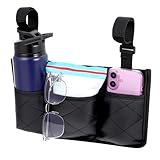 Giantree 1 Stück Rollstuhltasche für Armlehne, Rollstuhl Aufbewahrungstasche Rollstuhl Zubehör Rollator Armlehnentasche Mit 3 Fächern für die meisten Rollstühle, Rollatoren, Kinderwagen (Schwarz)