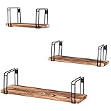 WOLTU Wandregal Schweberegal Hängeregal Bücherregal Wohnzimmer Schlafzimmer 3er Set CD DVD Regal U-Form Holz&Metall RG9355ei