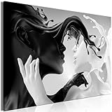 B&D XXL Acrylglasbild Coffee&Milk Liebe 1 Teilig Wandbild auf Acryl Glasbilder Kunstdruck Moderne Acrylglas Platte Wanddekoration Geschenke Heimdekoration Glasbild - Abstrakt Paar schwarz weiß