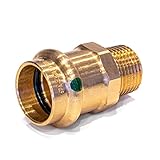 Sanpress Übergangsstück 22 mm x 1" AG Rotguss – Pressfitting für Trinkwasser & Heizungsinstallation – SC-Contur – DVGW zertifiziert