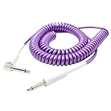 Rayzm Instrumenten-Spiral-Kabel, Spiralkabel Gitarre Kabel Klinke Curly Instrumentenkabel, 2 Meter Coiled Instrumentenkabel für Gitarre/Bass, 6,35 mm Rechtwinklig zur Geraden Spiralgitarrekabel