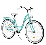 MILORD Damenfahrrad Citybike Komfort Bike Retro Hollandrad Vintage Fahrrad, 26, 28 Zoll, 1-Gang (Blau, 28 Zoll)