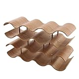 GERSO wellenförmiges Weinregal aus nachhaltigem Holz für 14 Flaschen Wein oder Sekt, stehend, modern, kompakt