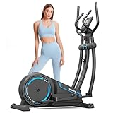 Dripex Crosstrainer für Zuhause, magnetisches Ellipsentrainer mit 16 Widerstandsstufen, 8 kg Schwungrad, 15,3 Zoll Schrittlänge, Multifunktionaler LCD-Monitor, Pulssensor, Gerätehalter (Blau)