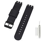 Lijinlan Ersatz-Nylon-Uhrenarmband für Swatch 17 mm, 19 mm, 20 mm, weiches, gewebtes Nylon, sportliches Armband für Swatch-Uhren-Serie, Zubehör (20 mm Bandanstoß, schwarz)