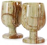 Radicaln Weingläser, 2er-Set, Greenonyx, handgefertigt, aus Marmor, 14 x 9 cm