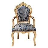 Biscottini Barock Sessel 107x60x60 cm | Wohnzimmer im Stil Luigi XVI | Esszimmer Stuhl aus Holz | Retro Möbel