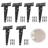 6PCS Schwarz T-Scharnier Scharniere TüR Mit Schrauben Lang Klappbar Groß T-Scharnieren FüR Garten GartentüR ScheunentüR Und SchuppentüR groß scharnier klein tür schrank alt Scharnier