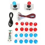 Kampfspielzubehör, praktisches USB-Spieleset, langlebig für mechanische Münzgeräte Arcade-Spiel Light Button Elektronische Münzgeräte(Double Suit Blue + red)