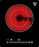 K&H Glaskeramikkochfeld [1 ZONE] - Kochplatte 1er Autark - Herdplatte 1 Kochfeld Doppelbrenner - NCS-2202 -Einzelkochplatte Einbaufähig & Freistehend nutzbar - 31CM - 2200 Watt - 9 Leistungsstufen