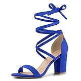 Allegra K Sandalen Zum SchnüRen Damen High Heels Schnürung Königsblau 38