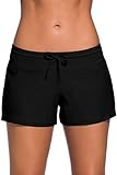 Cokar Damen Badeshorts Bikinihose Hotpants Sportbikini Schwimmshorts Bunte Farben, Bottom-d, L schwarz