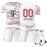 Generisch Personalised 25 26 Away Bayern Weiß New Football Jersey Set for Children and Adults Shorts with Free Name Number Trainning Trikot Boys Mens Trikot Kinder Trainning Trikot