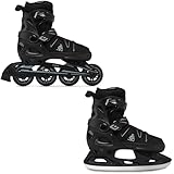 RAVEN Inlineskates Inliner Pulse verstellbar als 2in1 Inlineskates/PRO Black mit Eishockey-Kufen (PRO Black mit Eishockey-Kufen, 40-43)