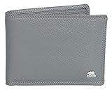 Brown Bear Geldbörse Herren Leder Grau RFID-Schutz, Echtleder Männer-Portemonnaie im Querformat mit Doppelnaht, Business Geldbeutel mit 9 Karten-Fächer, Portmonee 12,5 x 9,5 cm