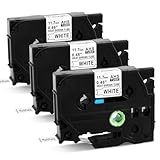 3x MarkField Kompatible Schriftband Schrumpfschlauch HSe-231 HSe231 11.7mm Heat Shrink Tube Bänder Schwarz auf Weiß Kompatible mit Brother P-Touch PT-E110 E300 E550W H500 P700 D200 H105