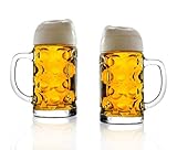 Stölzle Oberglas Bierkrug ISAR / 2er Set Bierkrüge 1 Liter/Stabiler Bier Krug/Maßkrug aus Soda Lime Glas/Bierglas 1L Spülmaschinengeeignet