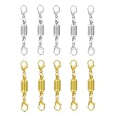 Magnet Karabinerverschluss, 10 Stück Magnetische Schmuck Verschlüsse Schmuck Magnetverschluss für Halsketten, Kettenverlängerungen, Schmuckzubehör (Silber und Gold)