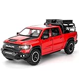 TGRCM-CZ Dodge Ram Mammoth Pick-Up Truck Modell Auto, Zink Legierung Pull Back Spielzeugauto mit Ton und Licht für Kinder Jungen Mädchen Geschenk (rot)